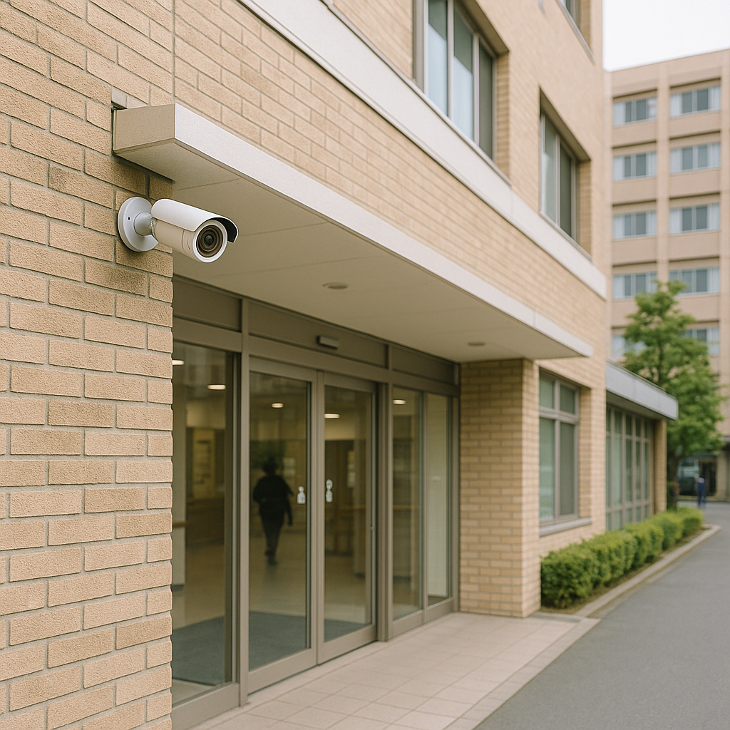 病院・介護施設の防犯カメラ導入ガイドと具体的な留意点現場の設置ポイント解説の防犯カメラ設置イメージ